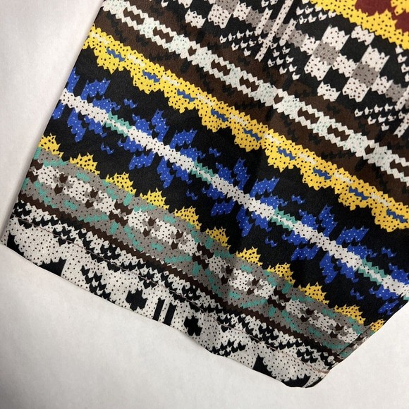 Jimmy Yoo Tunic Top Womens 2X Multi Aztec Striped Satin Tie Dye Hem Lagenlook - Picture 7 of 13